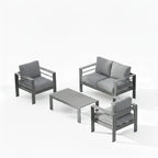 4-Piece Modern Aluminum Patio Conversation Set