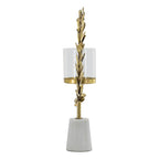Iron Floral Hurricane with Marble Base