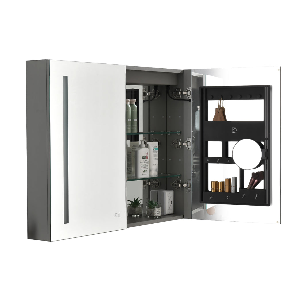 LED Large Rectangular Aluminum Alloy Surface Mount Medicine Cabinet with Mirror