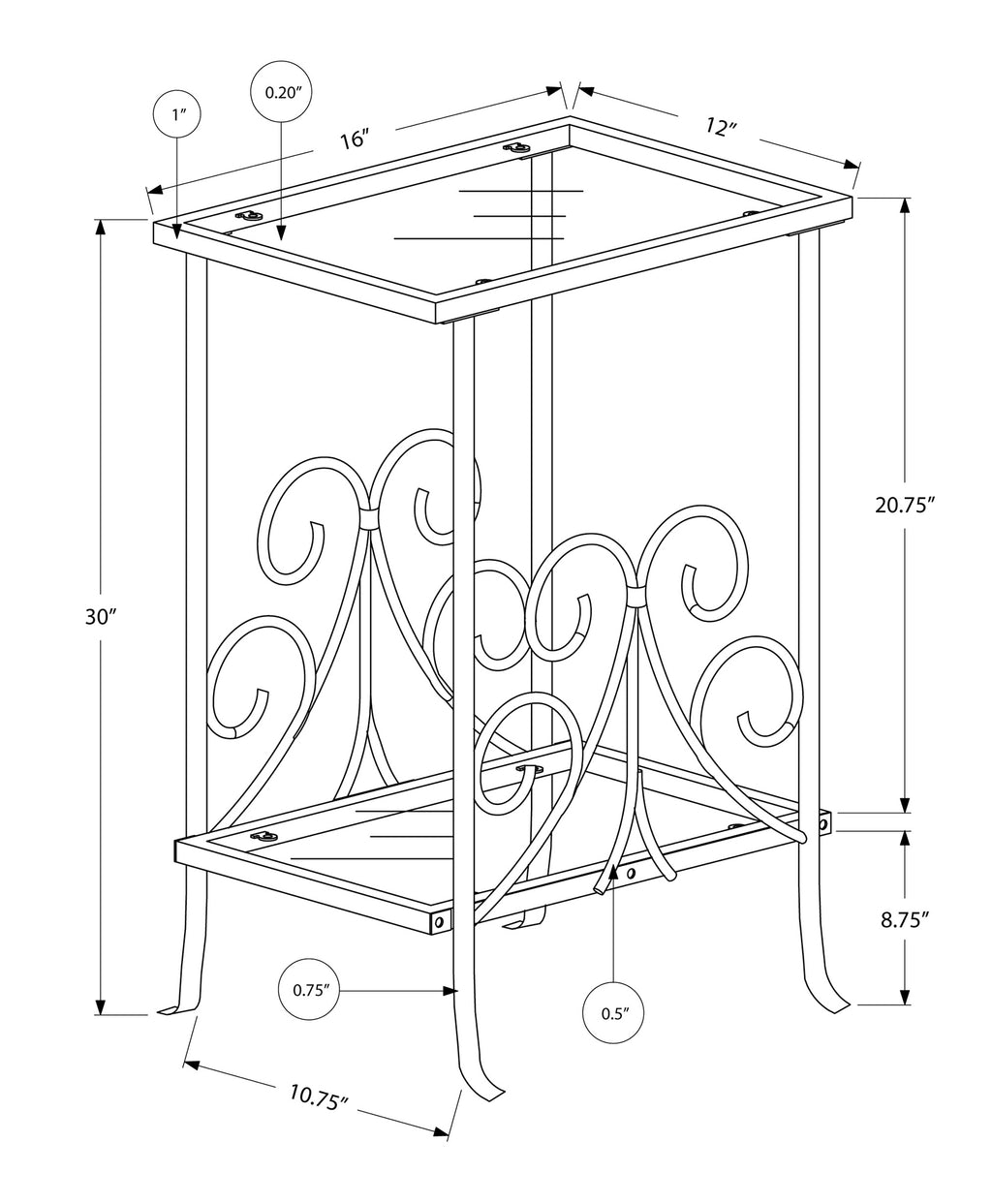 Accent Table with Tempered Glass