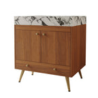 Mid-Century Freestanding Bathroom Vanity with Faux Marble Top