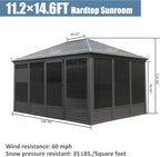 11.2x14.6FT Sunroom Aluminum Hardtop Gazebo