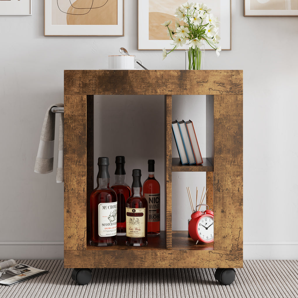Mid-Century Modern Movable Side Cabinet for Sofa