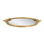 19x16 Round Mirror Tray with Gold Frame