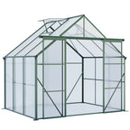 Green Double Door Polycarbonate Greenhouse - 8x6ft