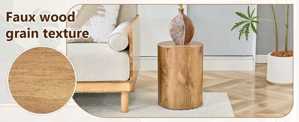 Simple Wood Grain Cylindrical Coffee Table