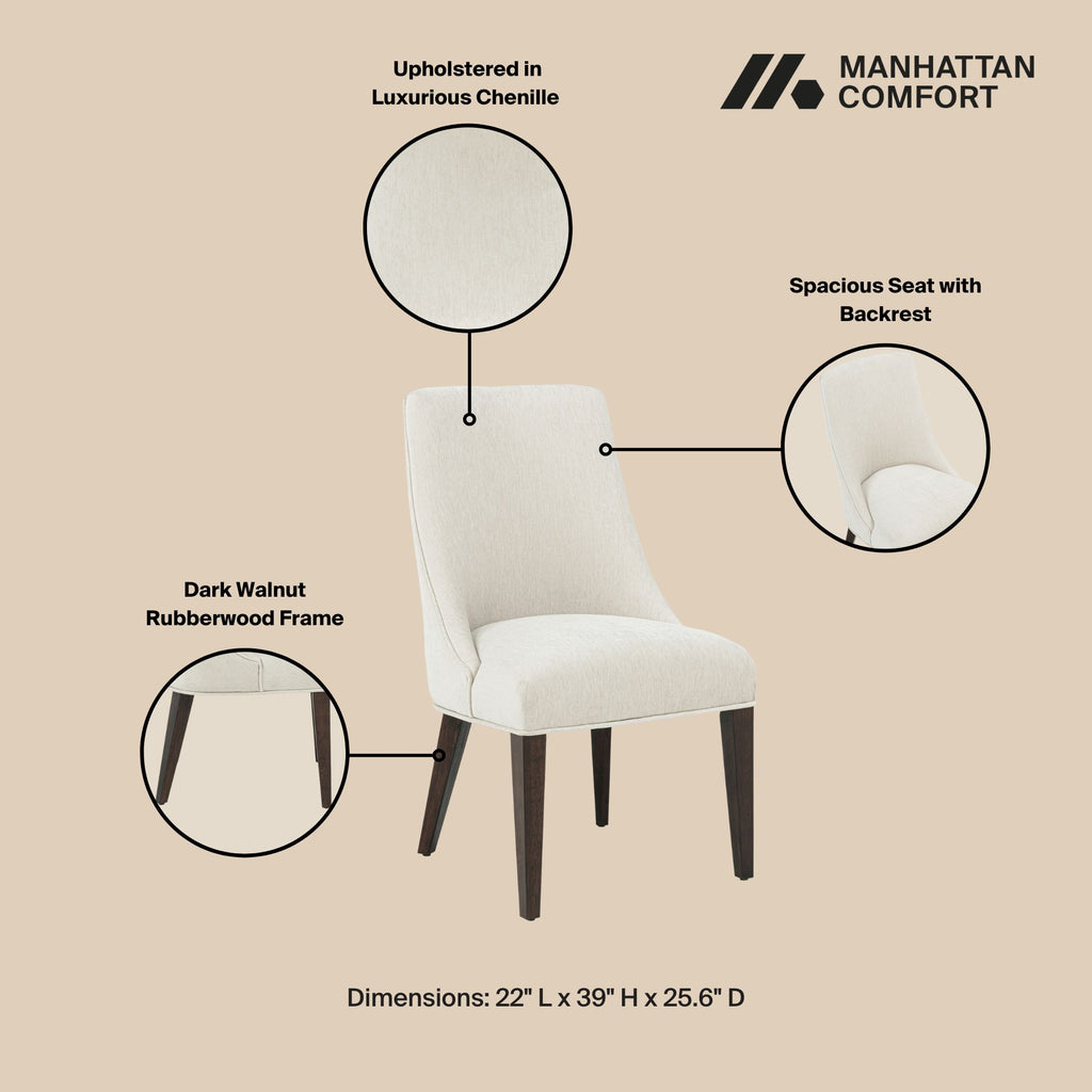 Beever Wood Chenille Dining Chair Set of 2