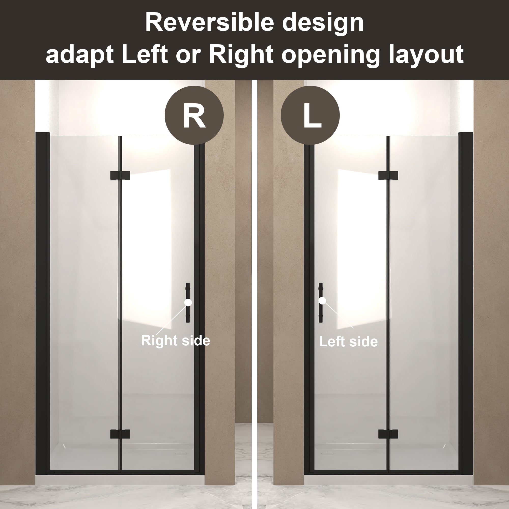 33-32" x 72" Bifold Shower Door with Tempered Glass