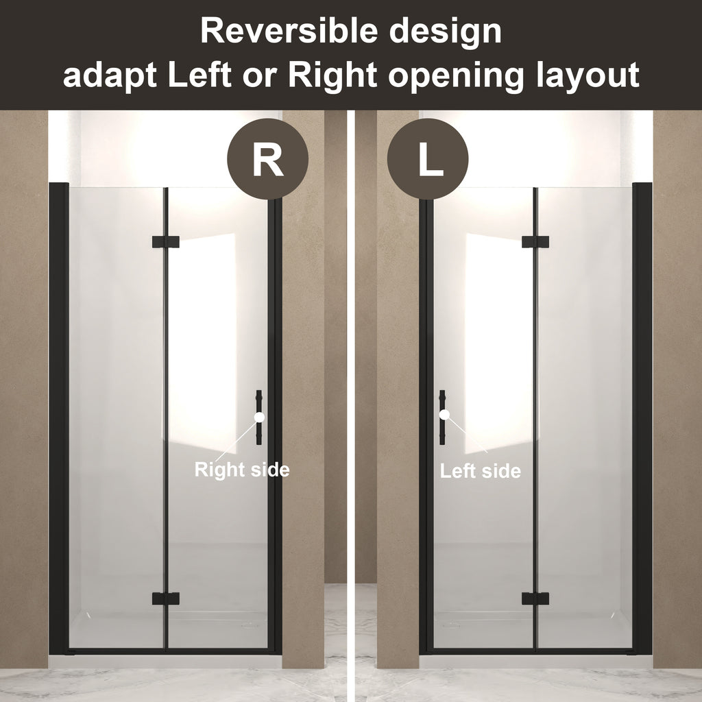 Matte Bifold Shower Door 35-34"x72" with Tempered Glass