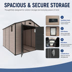 8x10 FT Plastic Outdoor Storage Shed - Lockable Resin Tool Shed