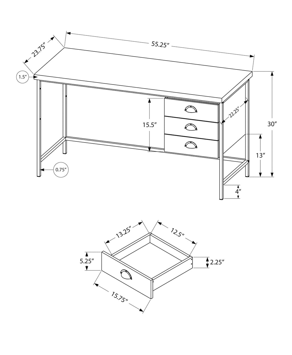 Computer Desk with Storage Drawers