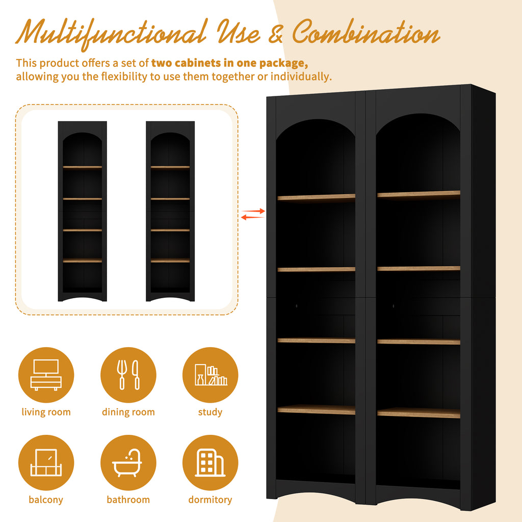 ON-TREND Free Standing 5 Tier Bookshelves Set of 2