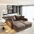 Plush Corduroy 4-Seat Sofa