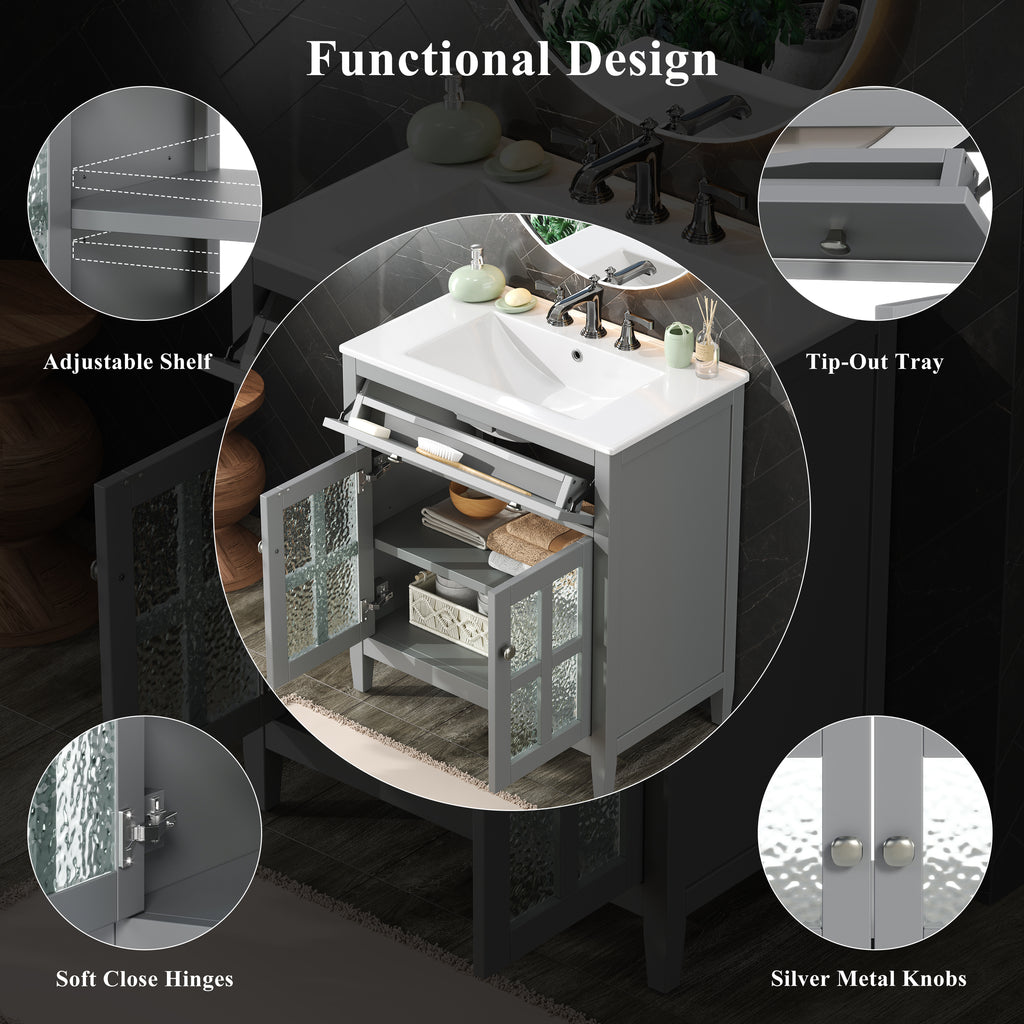 30" Bathroom Vanity with Ceramic Sink