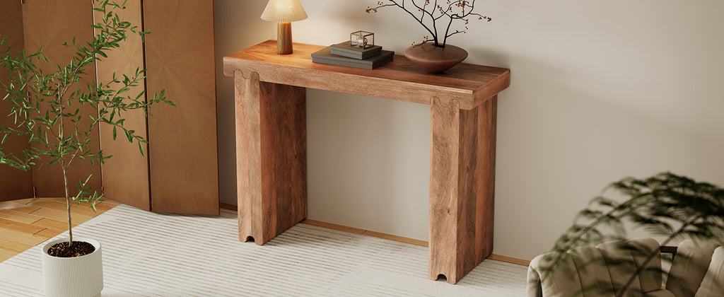 TREXM Farmhouse Mango Wood Console Table