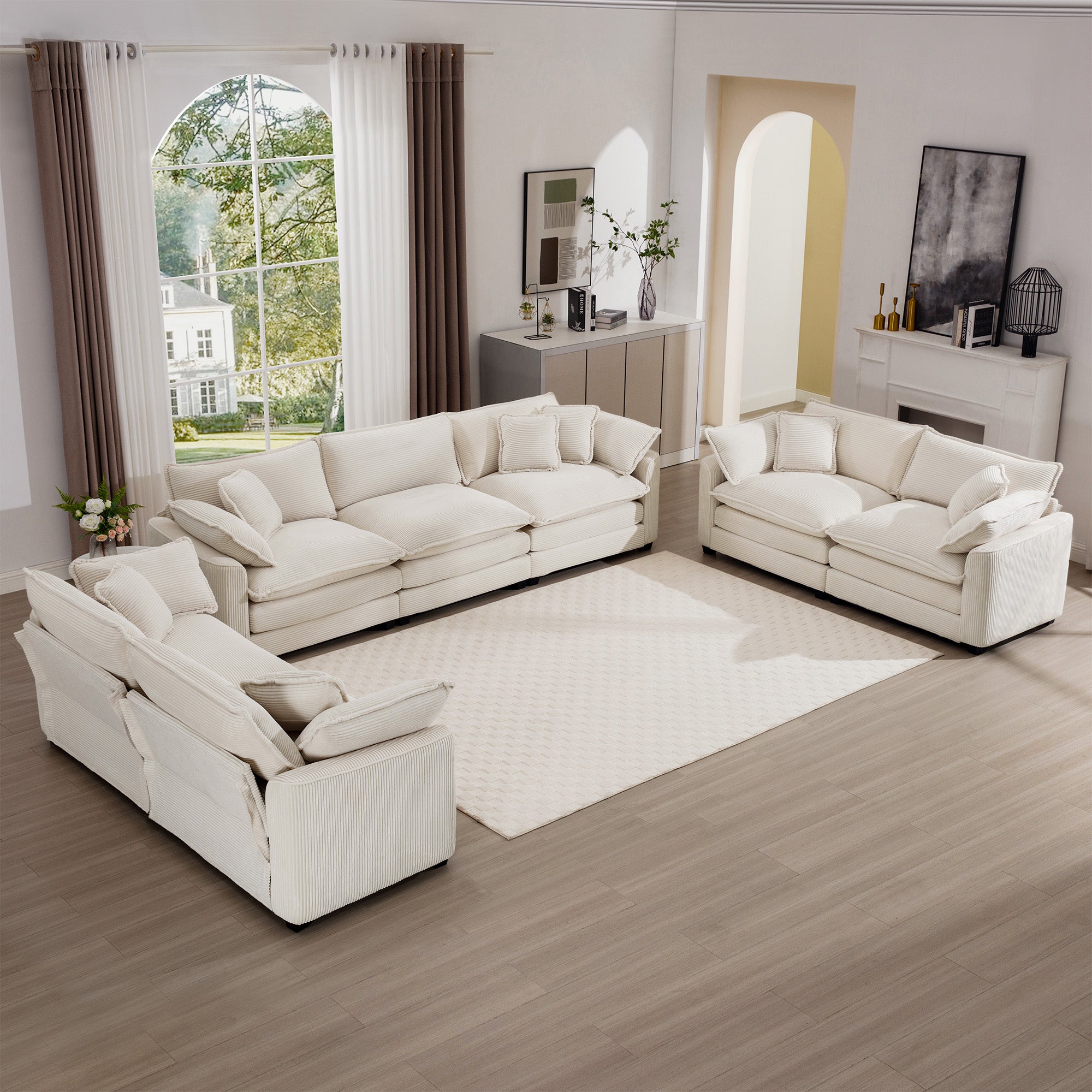 Modern Fabric Living Room Sofa 2-Piece Set