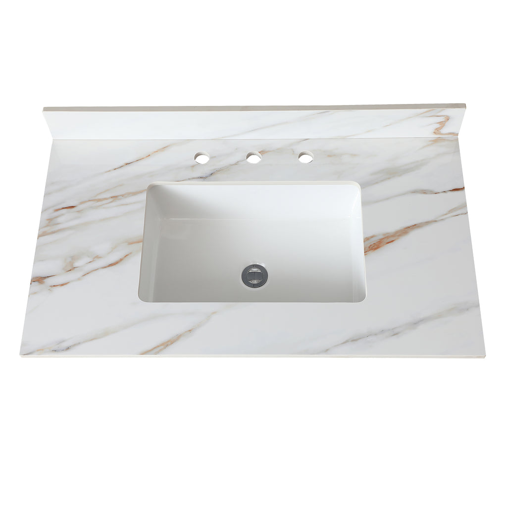 37 Inch Carrara Marble Vanity Top