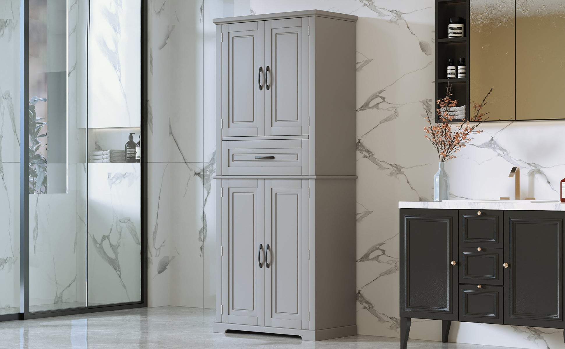 Bathroom Storage Cabinet with Multi-Functional Storage Space