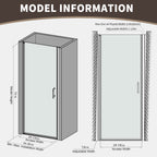 34 In. to 36 In. x 72 In. Semi-Frameless Pivot Shower Door
