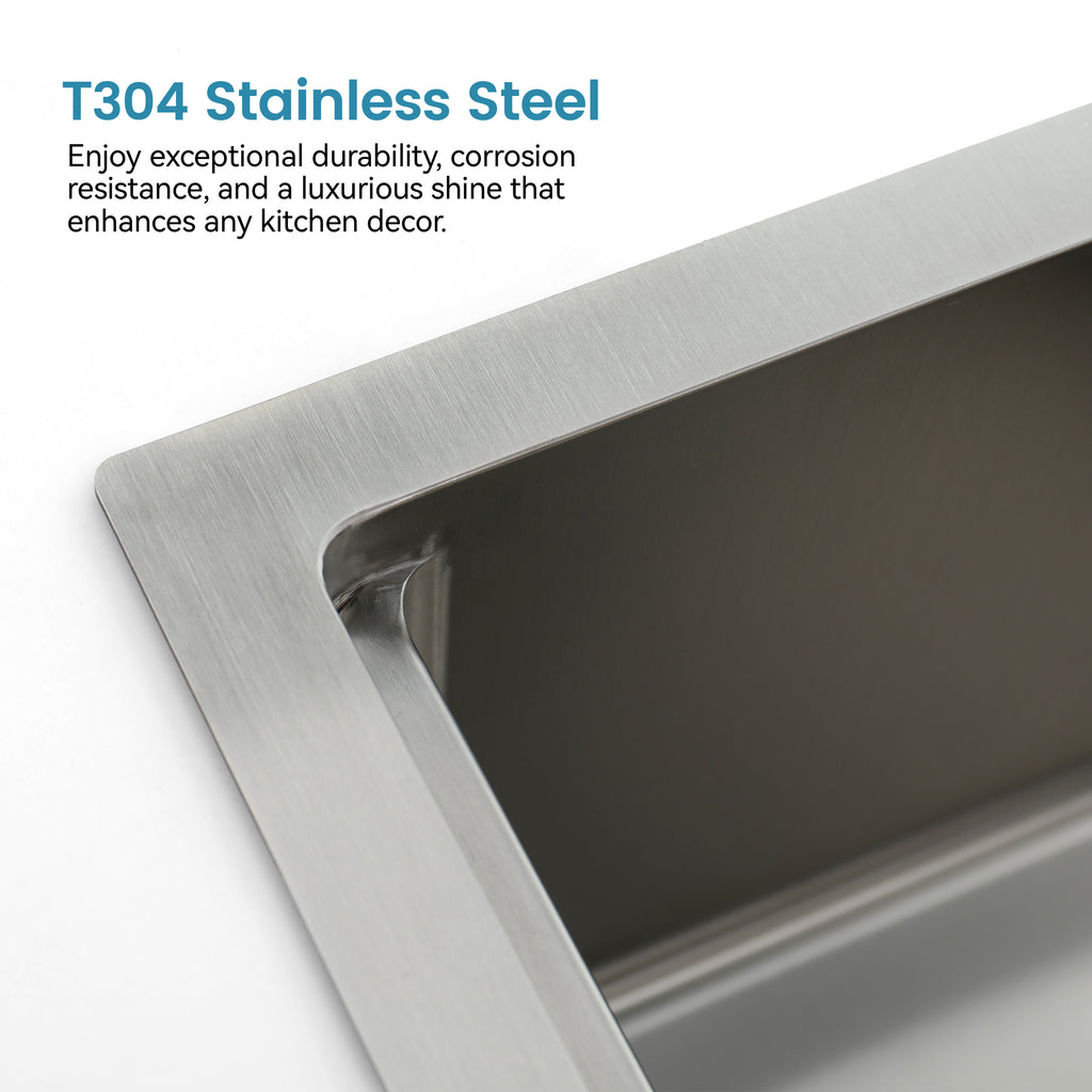 Stainless Steel Kitchen Sink, 30″x19″ Single Bowl