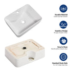 16"x12" White Ceramic Rectangular Vessel Bathroom Sink