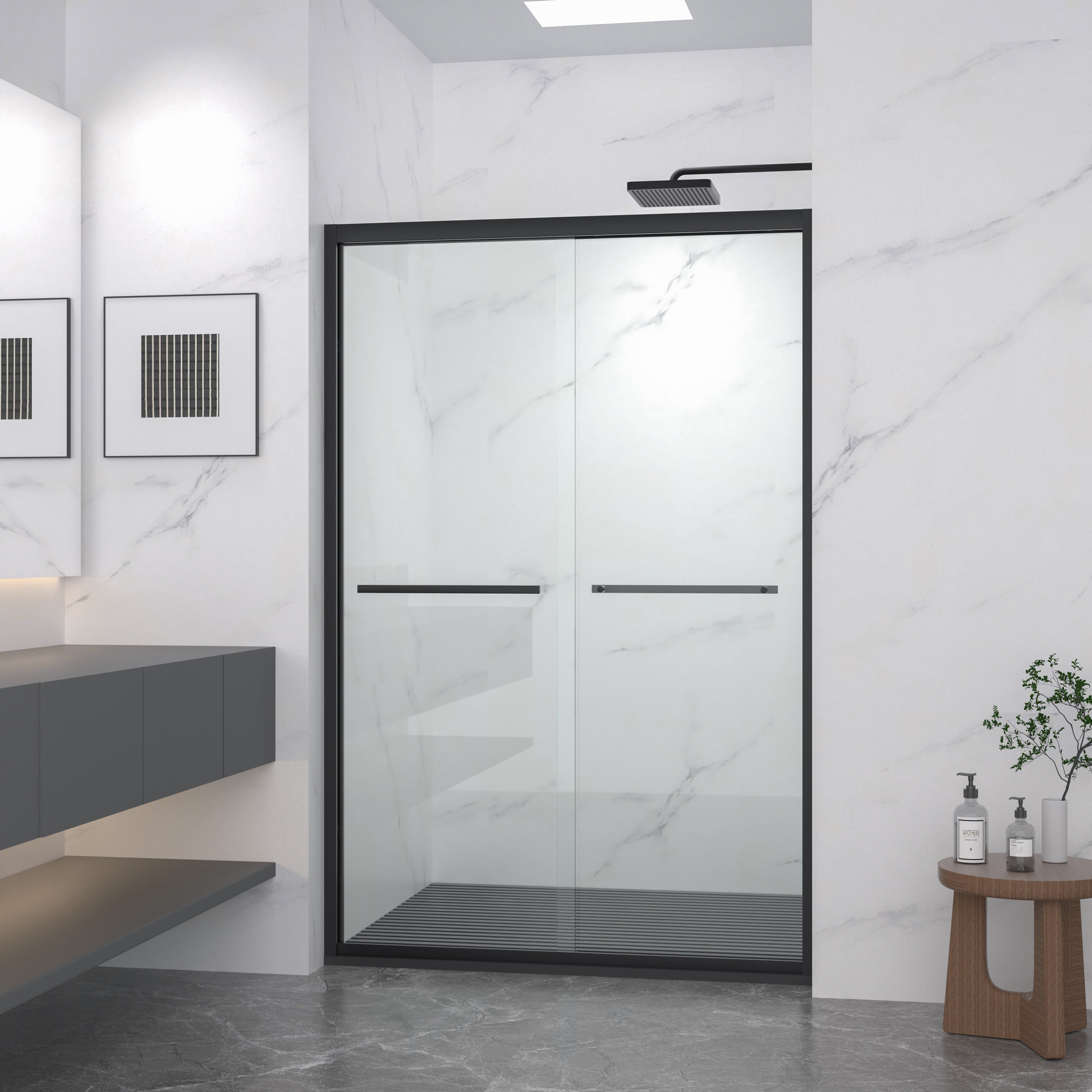 Aluminum Frame Double Sliding Shower Door 44-48"x72"
