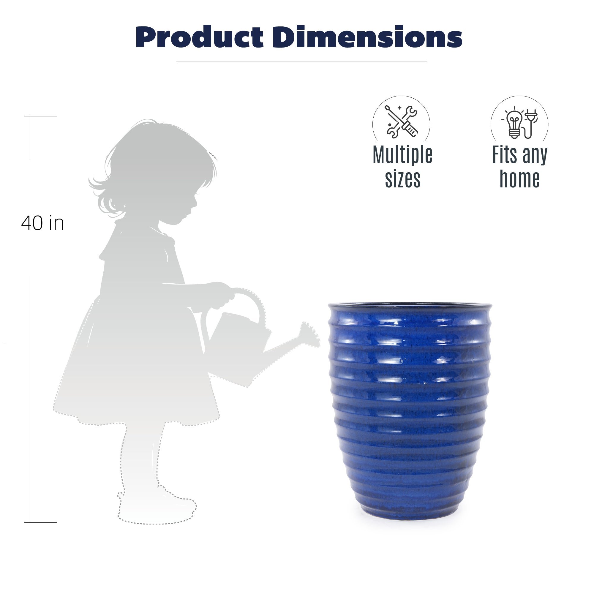 Handmade Sapphire Ceramic Garden Pot