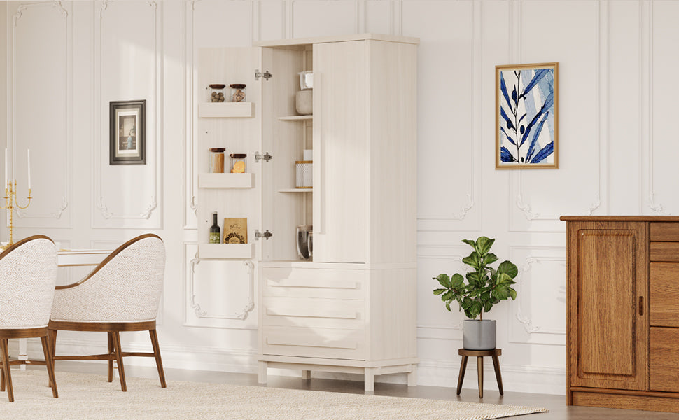 70" Kitchen Pantry Cabinet with 2 Cabinet Shelves