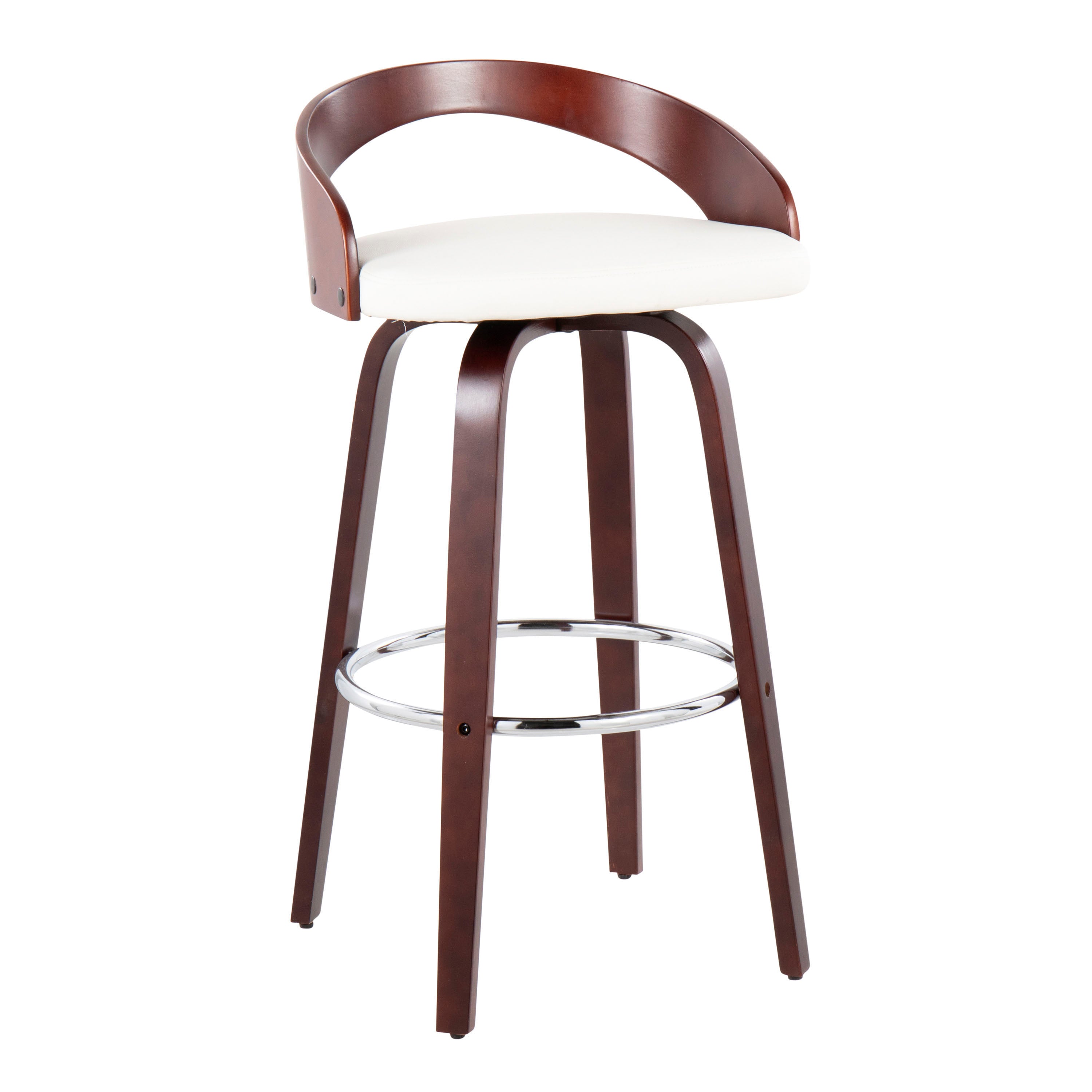 Mid-Century Modern Barstool with Swivel in Cherry