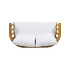 Outdoor Wooden Loveseat with Cushions - White/Teak
