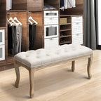 French Vintage Tufted Entryway Bench