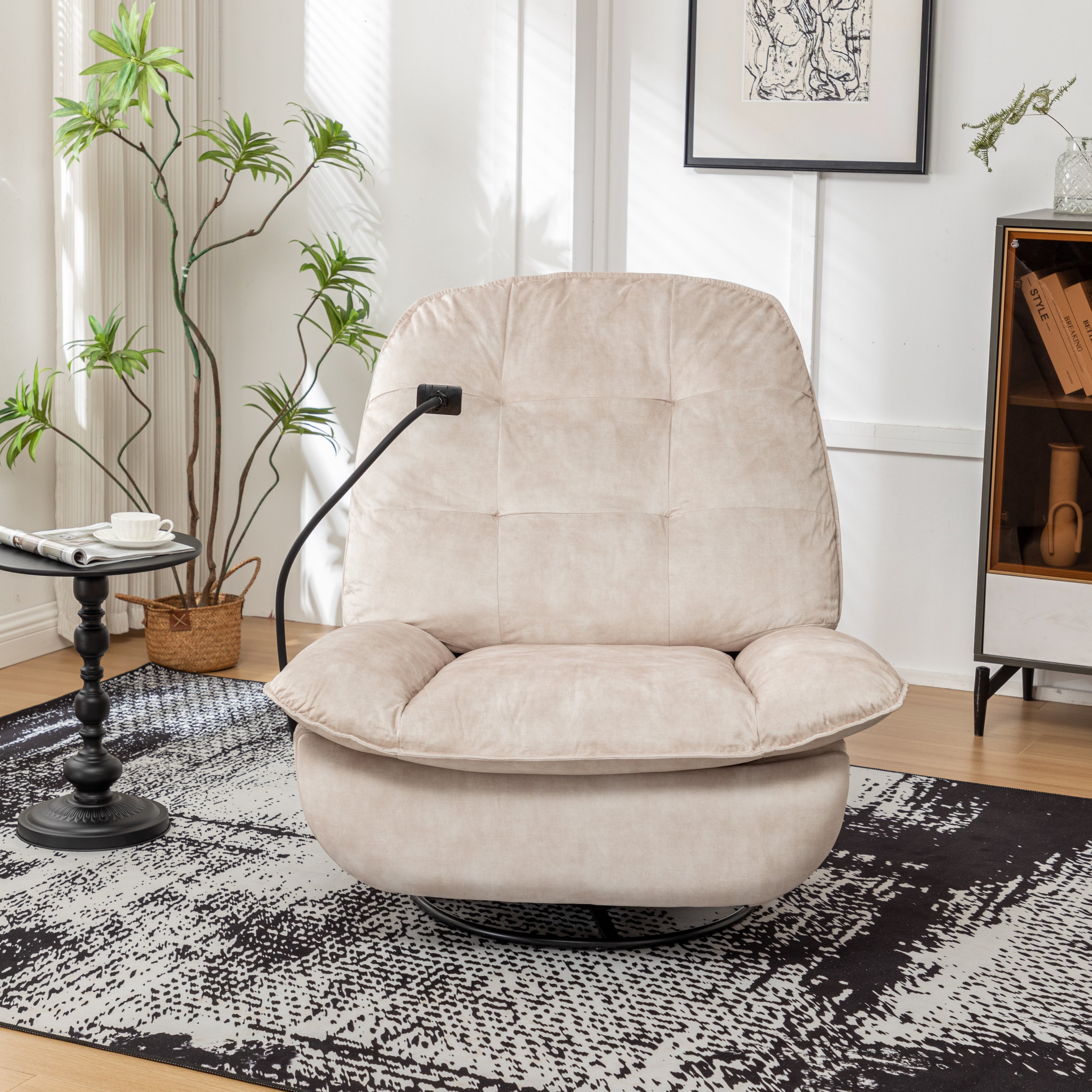 Ivory Recliner with Mobile Phone Holder