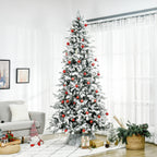 HOMCOM 9 Foot Pine Snow Flocked Artificial Christmas Tree