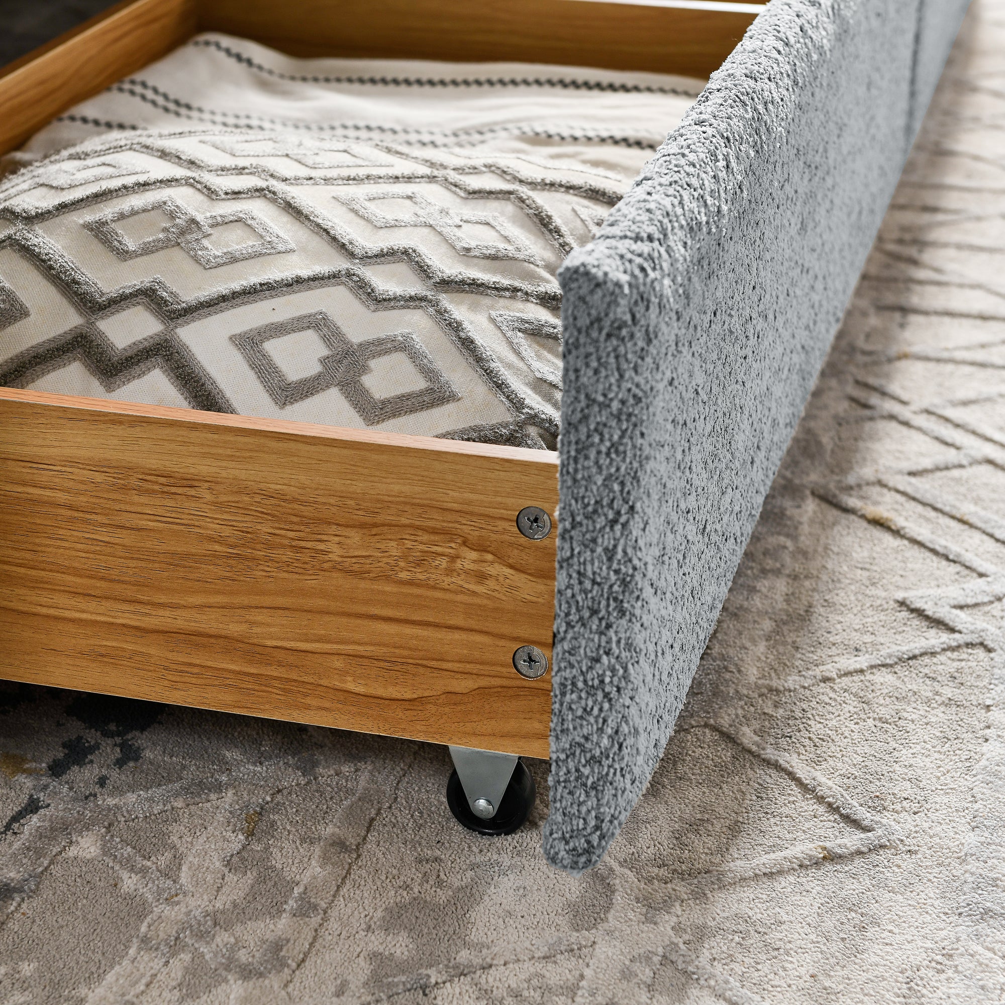 Tufted Daybed with Trundle and Two Drawers - Queen Size