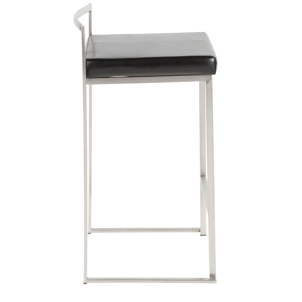 26" Contemporary Stackable Counter Stool in Brushed Stainless Steel