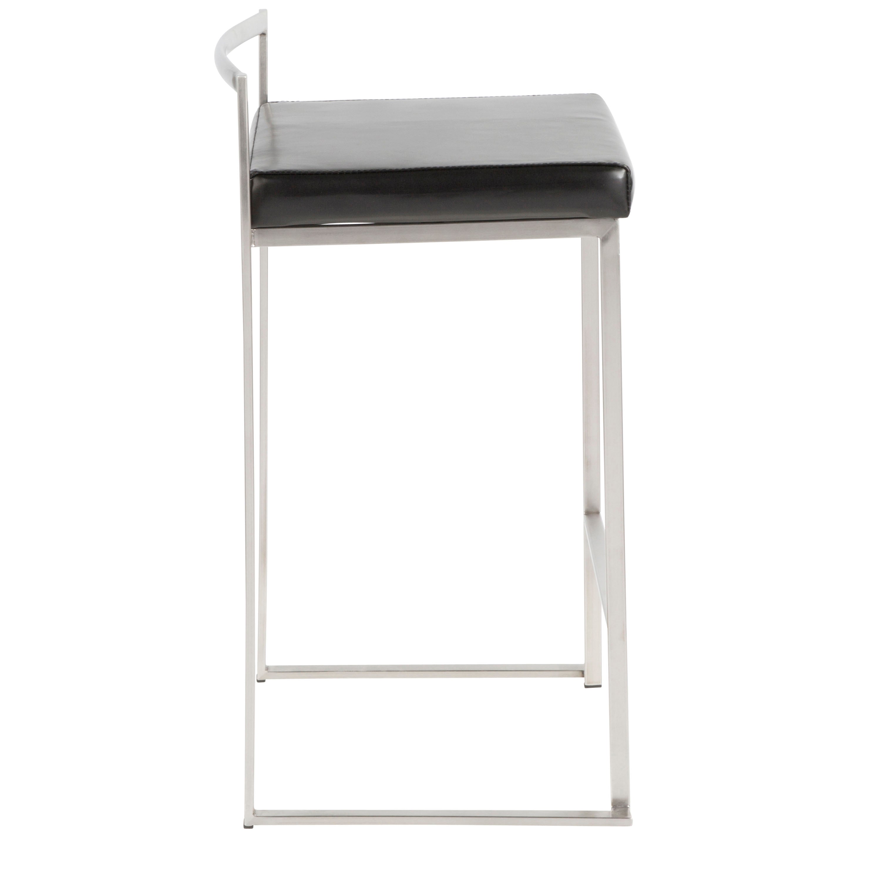 26" Contemporary Stackable Counter Stool in Brushed Stainless Steel