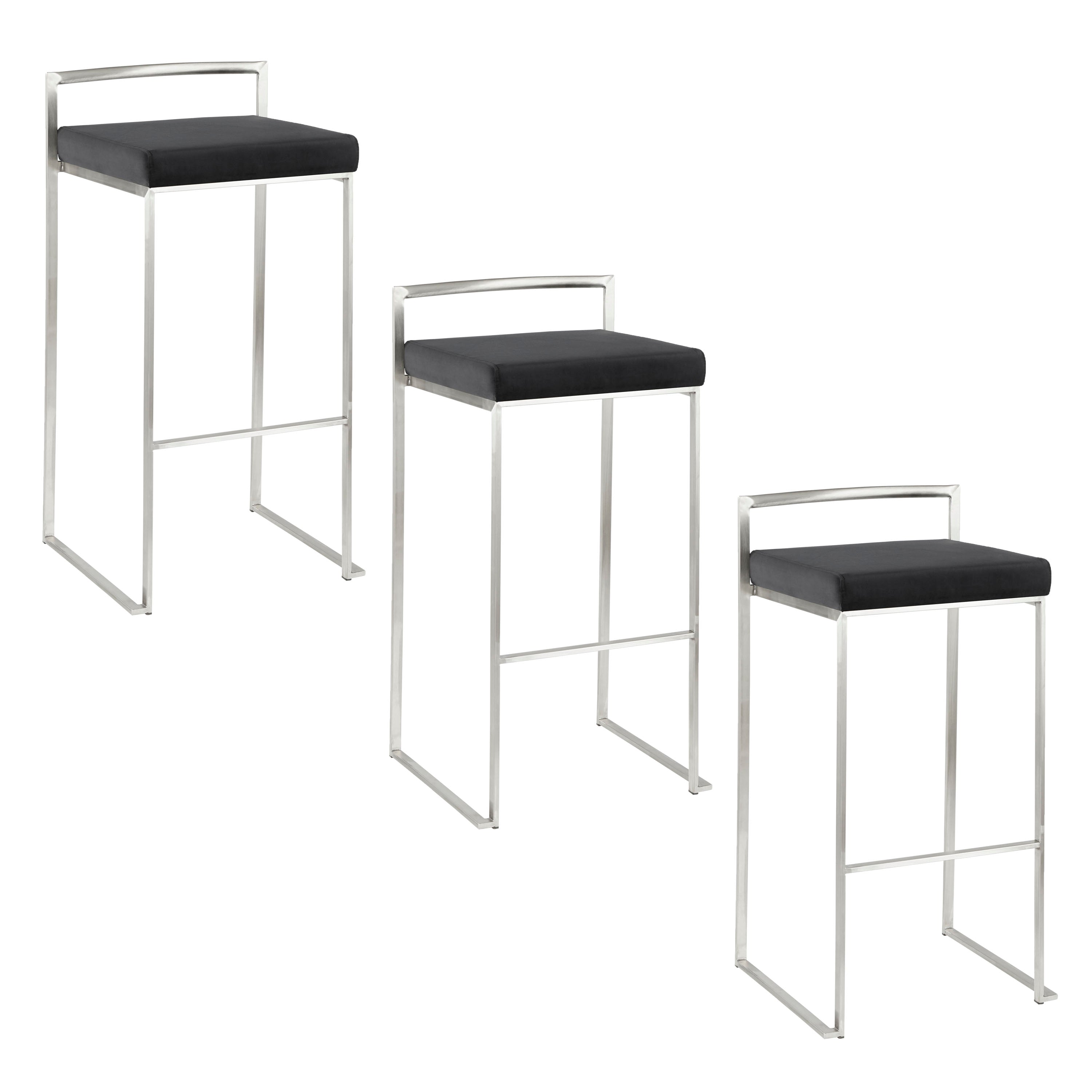 30" Contemporary Stackable Barstool Set of Three