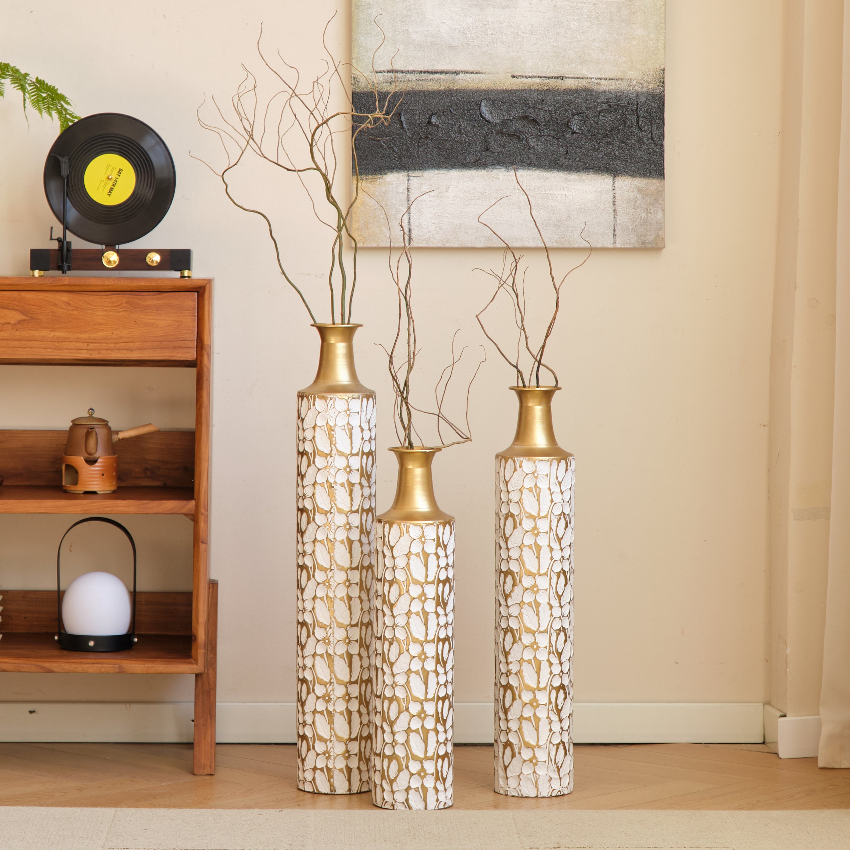 Decorative Metal Vases Set of 3
