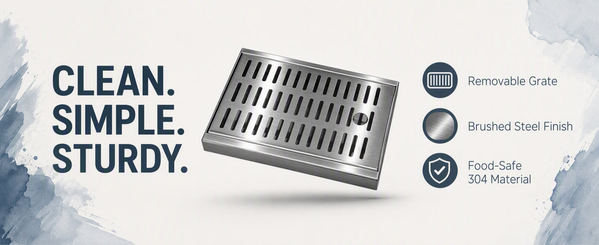 Stainless Steel Drip Tray for Beer and Coffee Machines, 11.8 x 7.9 Inch
