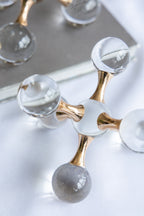 Clear Glass and Gold Finished Sculpture