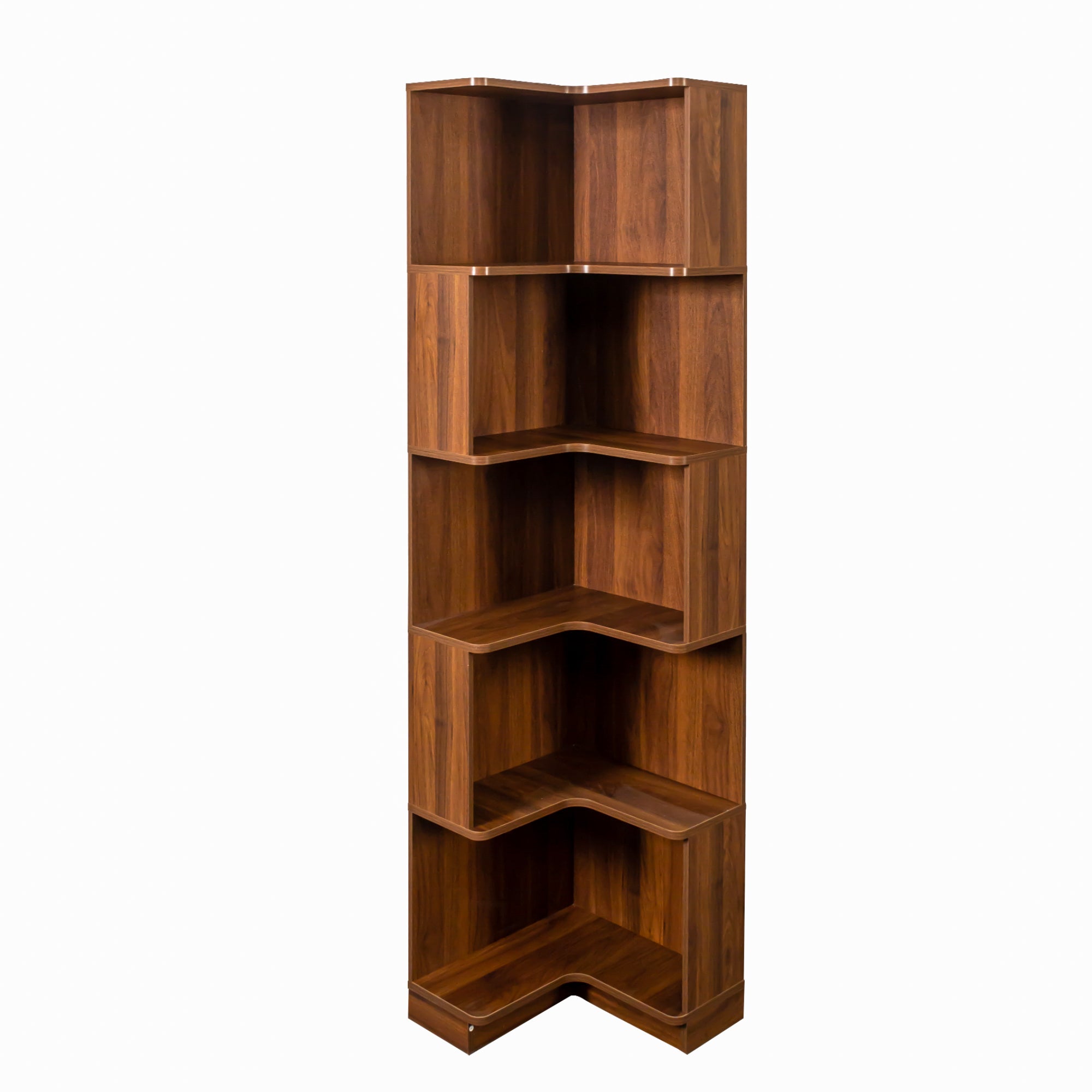 5 Tier Corner Bookshelf with Baffle and LED Lights