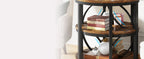 23.62” Industrial 3-Tier Half Moon End Table