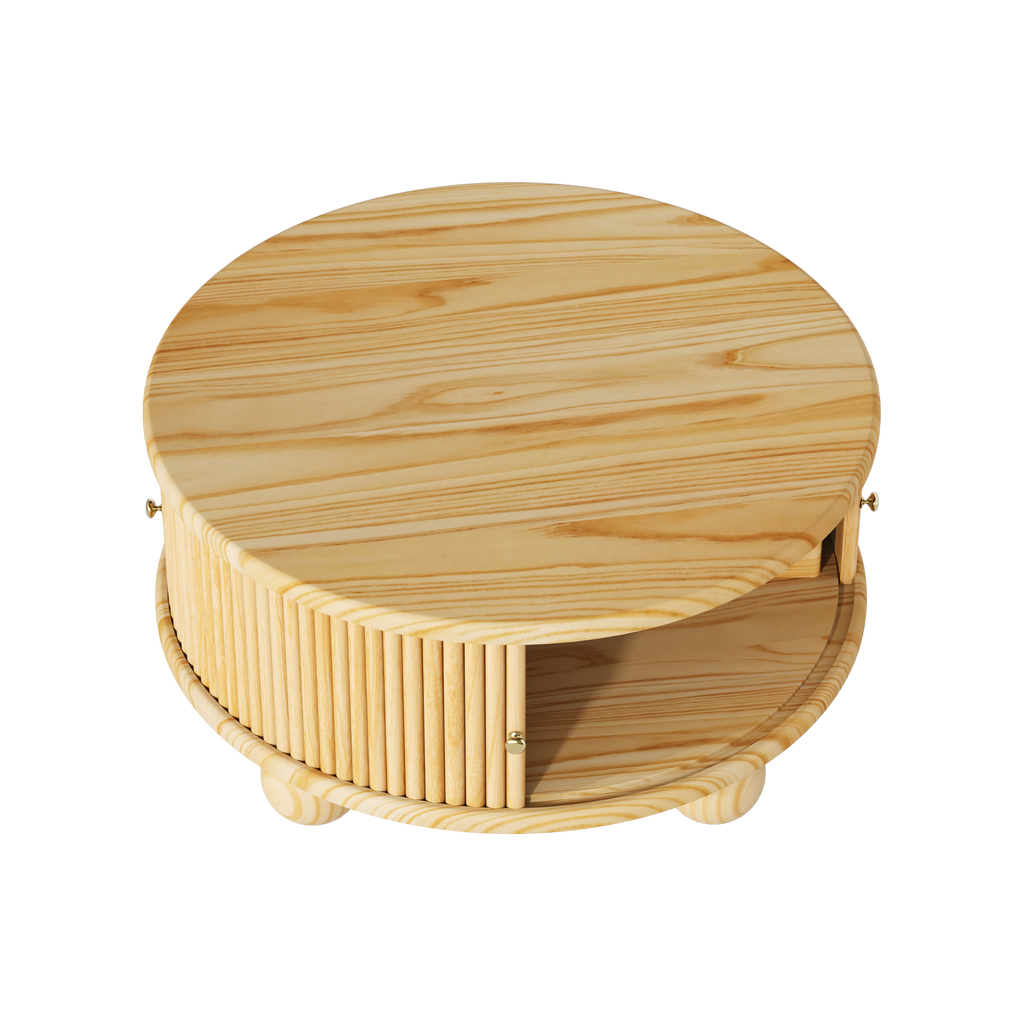 Round Fluted Coffee Table with Storage