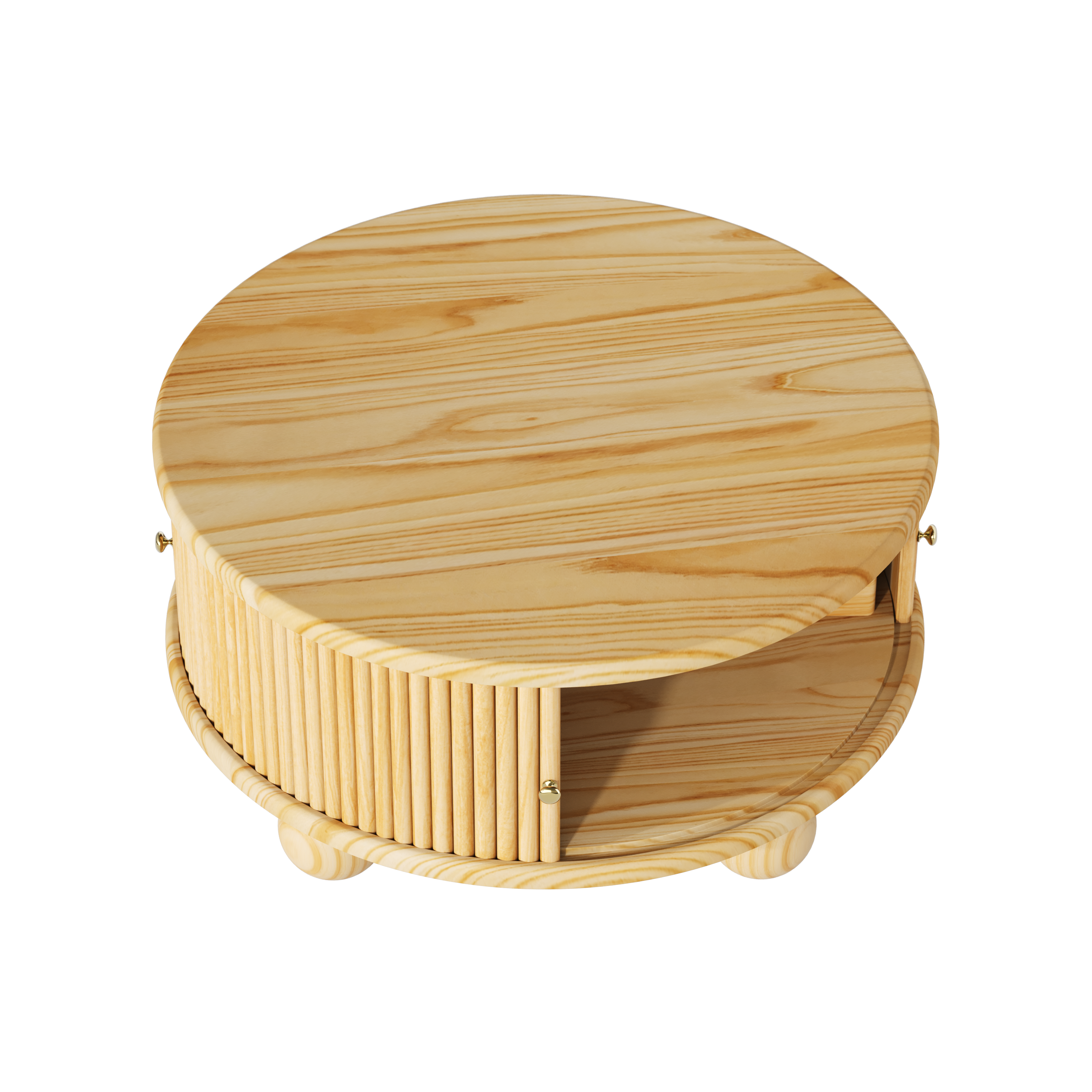 Round Fluted Coffee Table with Storage