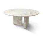 White Semi-Polished Marble Round Coffee Table