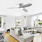 52 Inch Flush Mount Ceiling Fan with Dimmable LED Light