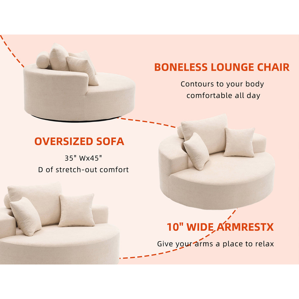 55" Oversized Round Swivel Chair