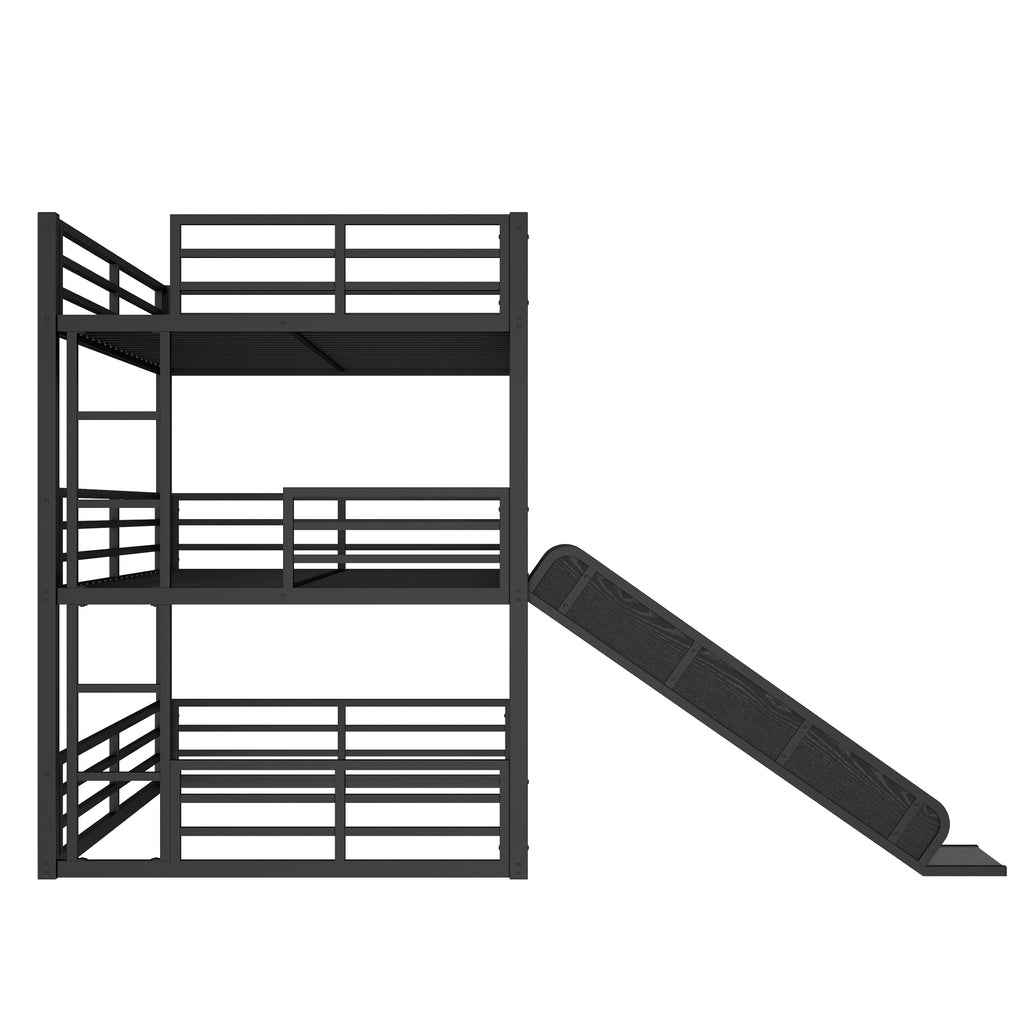 Full Over Full Over Full Bunk Bed with Slide