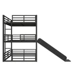 Full Over Full Over Full Bunk Bed with Slide