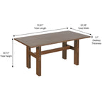 7-Piece Dining Table Set, 71" Rectangular Rubber Wood Dining Table with 6 Upholstered Arm Chairs